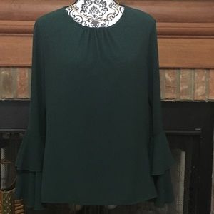 2 Hearts Hunter Green Bell Sleeve Swing Top